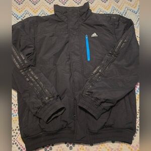 Mens Adidas Black And Blue Reflective 3 Stripes Down The Arms